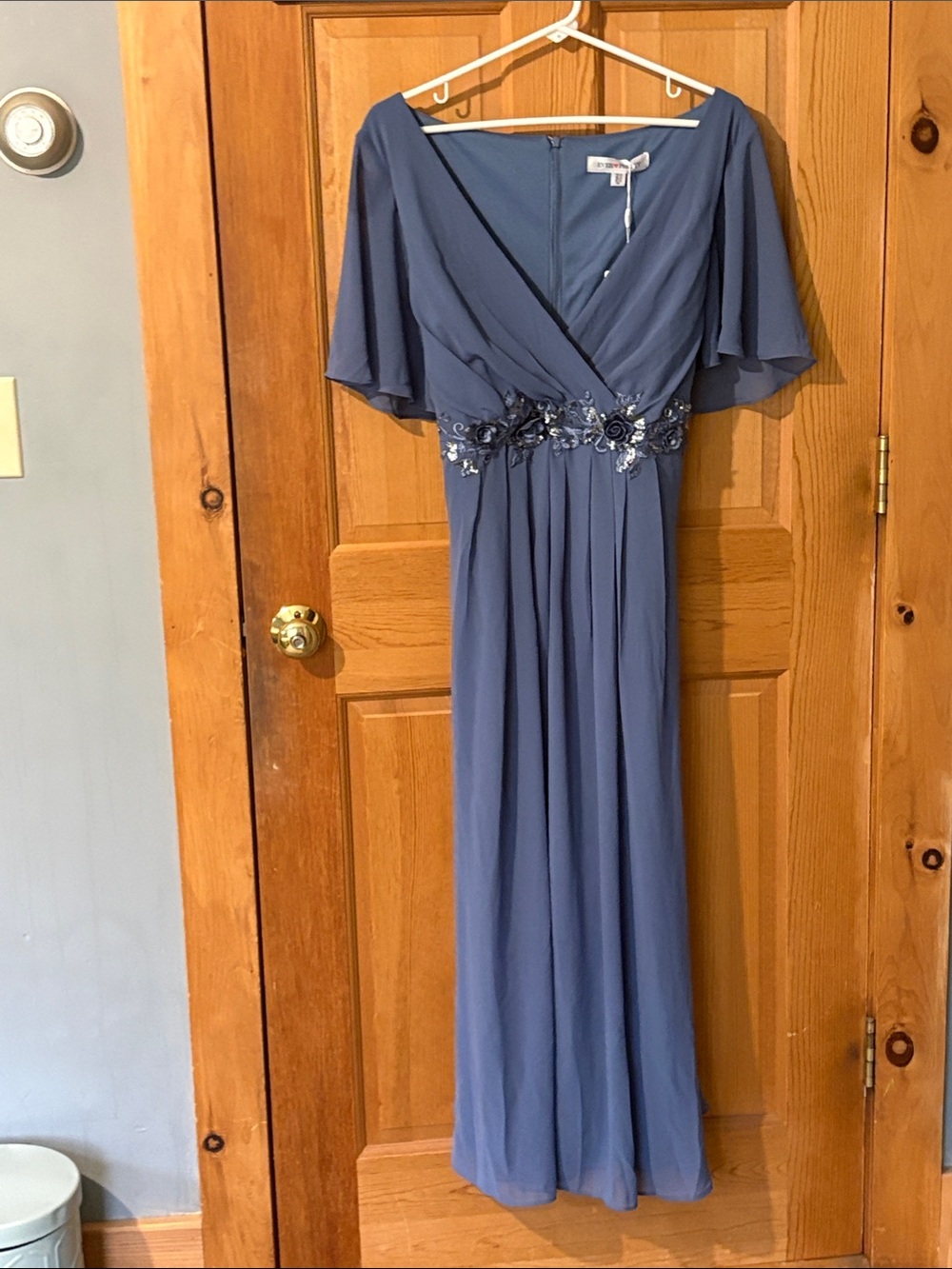 Ever Pretty Plus Size Dusty Blue V-Neck Embroidered Dress NWT